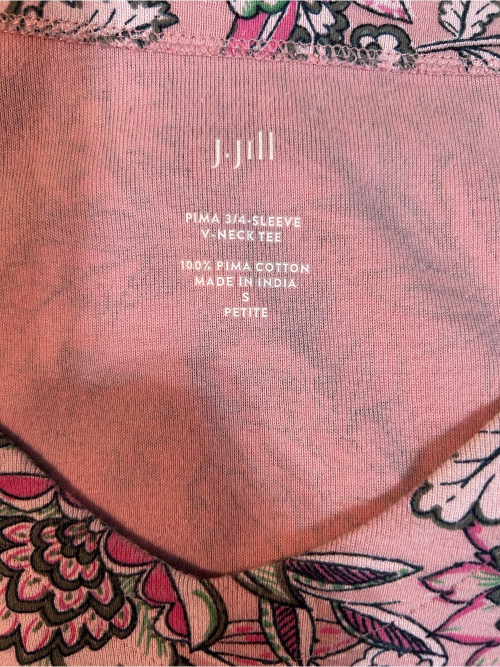 J. Jill Pink Floral V-Neck 3/4 Sleeve Top - Picture 10 of 10